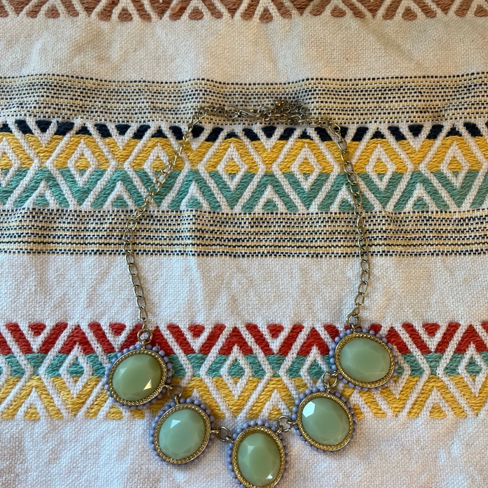 Francescas Statement Necklace- turquoise Stones with gold & lavender accents - Picture 3 of 14